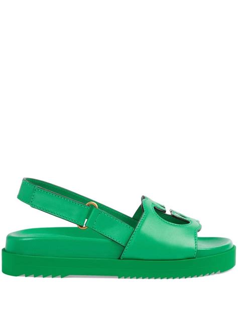 womens green gucci slides|Gucci interlocking slides.